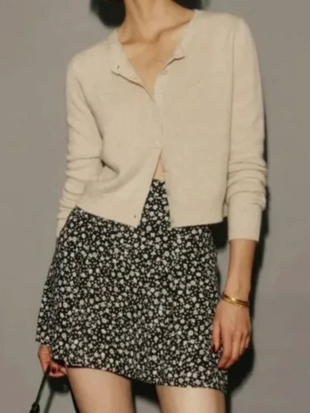 Reformation Black & White Floral Flounce Skirt